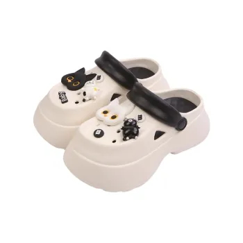Thin Strips Sandal Slippers Women's, White With Black Base