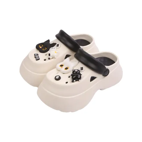 Thin Strips Sandal Slippers Women's, White With Black Base