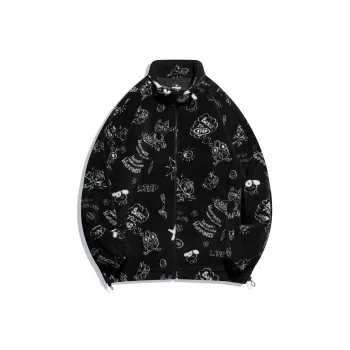 XTEP Cartoon Stand Collar Loose Fit Fleece Lined Cropped Puffer Jacket Unisex
