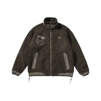 SET FUNS Autumn And Winter Season Outdoor Style Velvet-feel Coat Brand Logo Men's Coffee Green