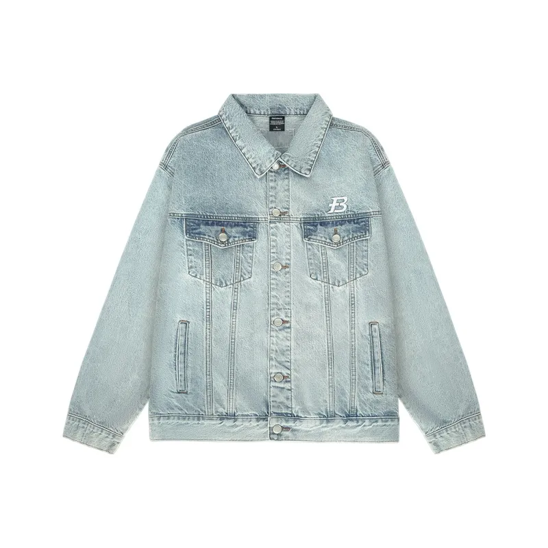 FAR BACK Denim Jacket Unisex Washed Blue-2