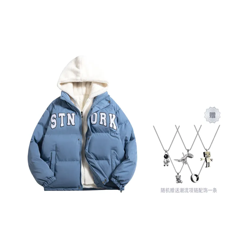 STNW Letter Hooded Loose Fit Thickened And Fleece Lined Puffer Jacket Unisex-12