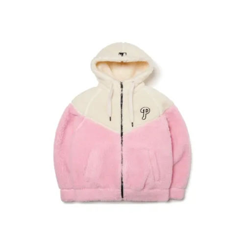 MLB Velvet Jackets Unisex Pink White