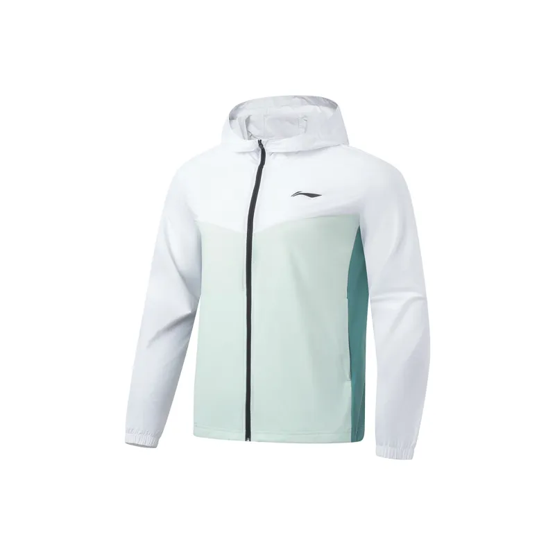 LiNing Sun Protection Clothing Men's Standard White Mint Blue Bowl-0