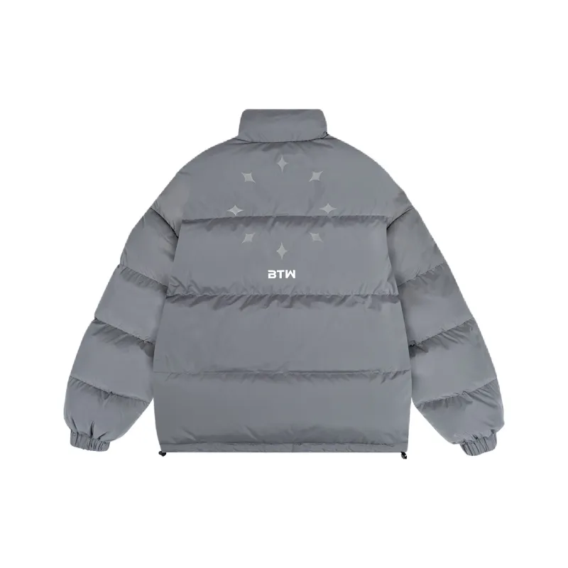 BTW Stand Collar Without Hood Loose Fit Down Jacket Unisex-7