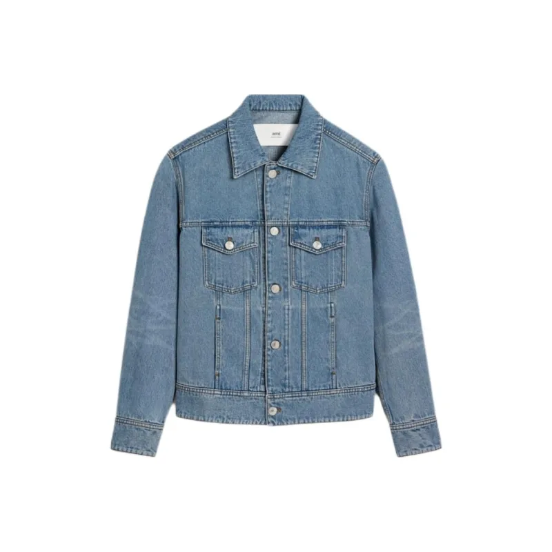 Ami Paris Trucker Long Sleeved Denim Jacket-0