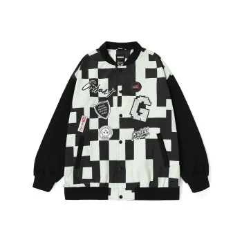 GENANX Baseball Jacket Unisex Black White