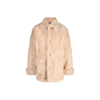 PALM ANGELS Faux shearling Single breasted Short Coat