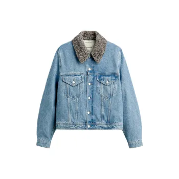 Nanushka X ZARA Nanushka Collaboration Denim Jackets Men Light Blue