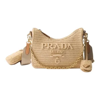 PRADA Re Edition Raffia Shoulder Bag Women's Natural