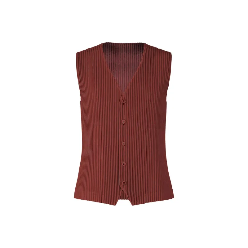 Homme Plissé Issey Miyake Vest Men's Deep Red-0