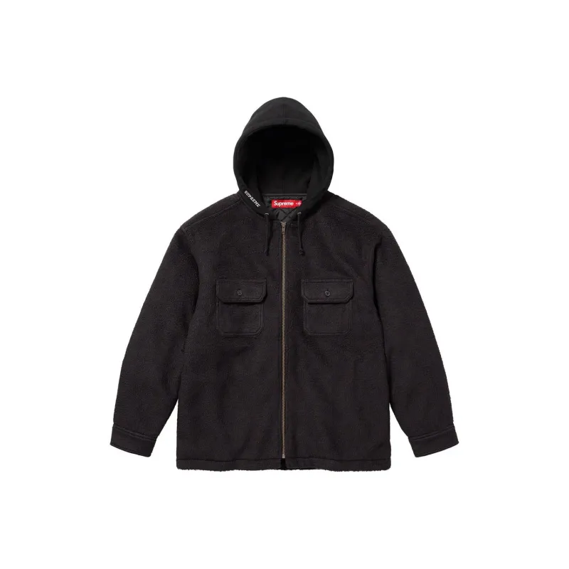 Supreme Fleece Zip Up Hooded Shirt-4