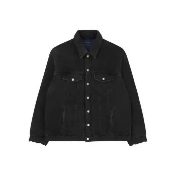 Balenciaga Denim Jacket Loose Fit Style Men's Black