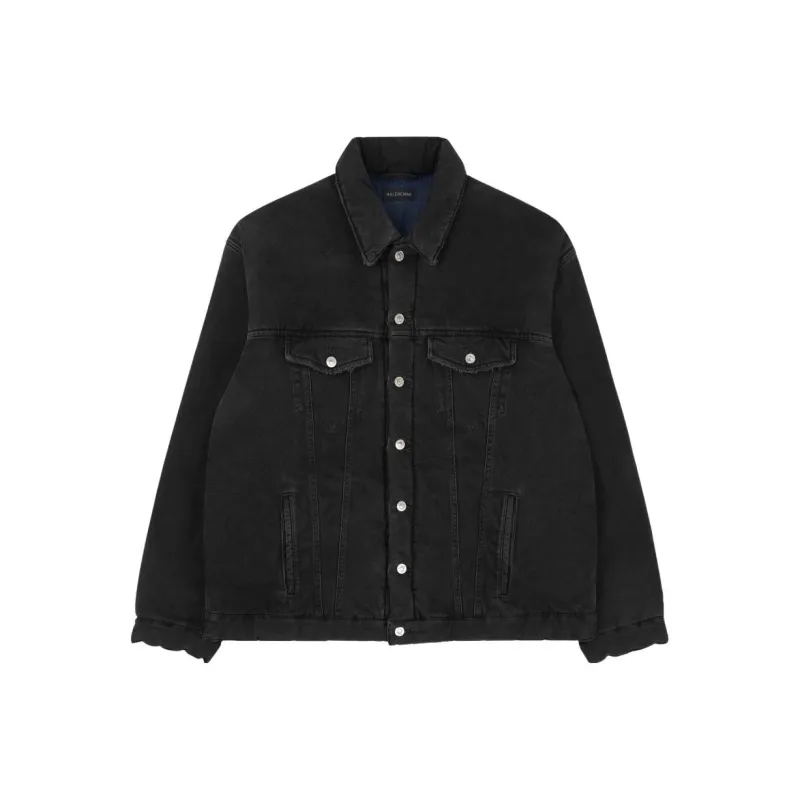 Balenciaga Denim Jacket Loose Fit Style Men's Black-0