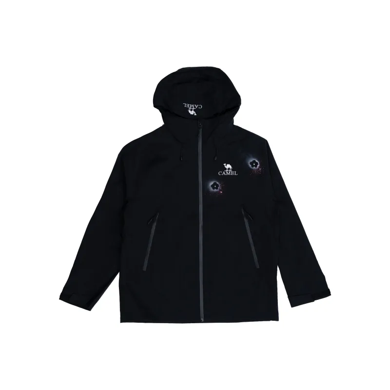 CAMEL All-weather Waterproof Breathable Wear-Resistant Lightweight Windbreaker Jacket Unisex Phantom Black-0