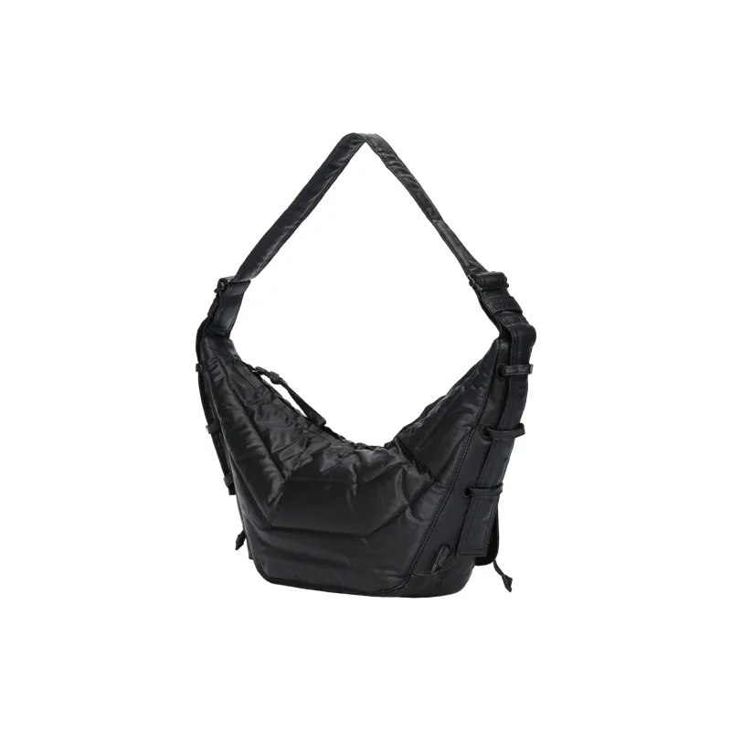 Lemaire Cotton One Shoulder Handbag Small Size Unisex Gray Black-1