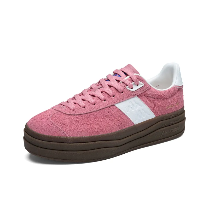 Kappa K love Slip Resistant Height Increasing Low Top Skateboard Shoes Women's Pink Apple Red Classic White-2