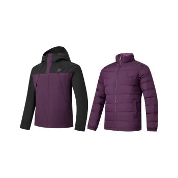 QIAODAN Mountain God Series Windbreaker Jackets Men Black/Lozenge Purple