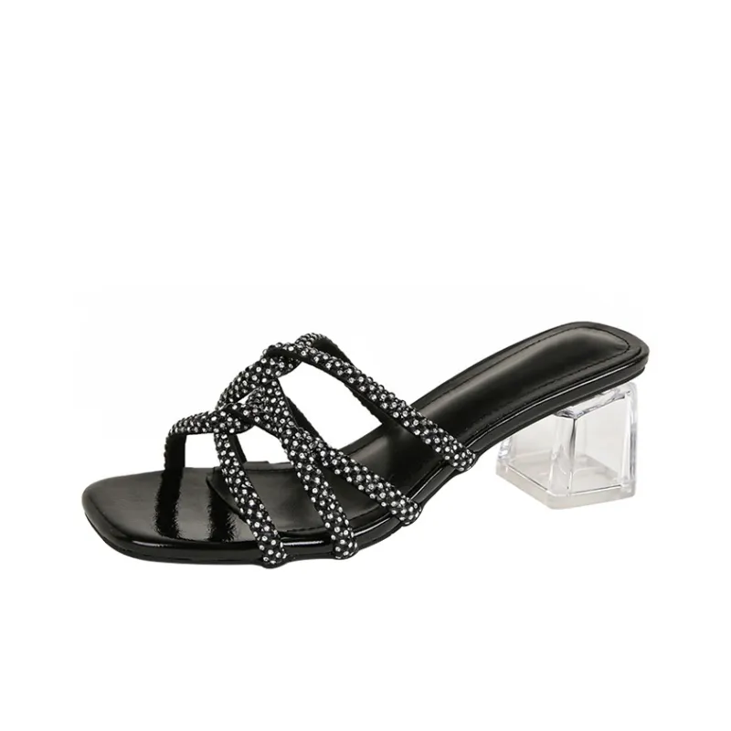 MCKP Rubber Sole Slide Slippers Women's Black-0