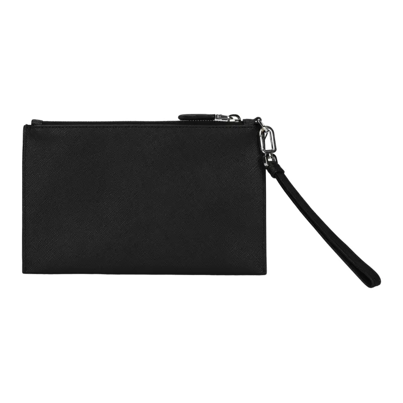 PRADA Cow Leather Clutch Small Size Men's Black-2