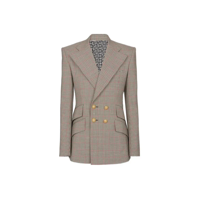 BALMAIN Prince Of Wales Double-breasted Blazer-0