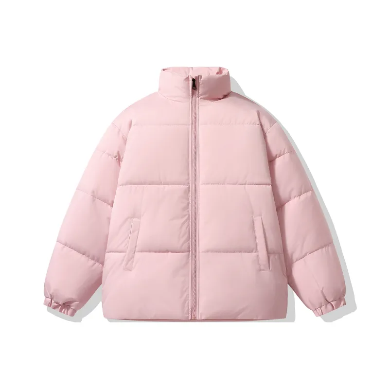 Yvette Solid Color Stand Collar Loose Fit Thickened Puffer Jacket Unisex-6