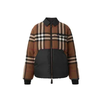 Burberry Exaggerated Checked Zipped Down Puffer Jacket