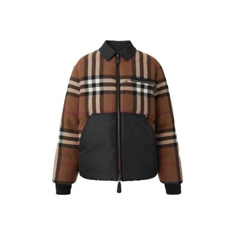 Burberry Exaggerated Checked Zipped Down Puffer Jacket-0