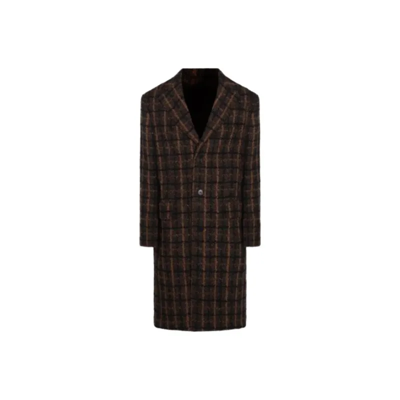 VERSACE Single Breasted Checked Coat-0