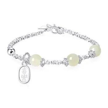 Asia Star Bracelets Pale Greenish White Jade Women's