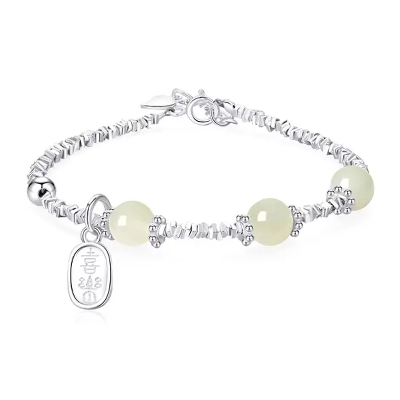 Asia Star Bracelets Pale Greenish White Jade Women's-0