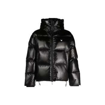 EMPORIO ARMANI Logo embroidered Hooded Padded Jacket