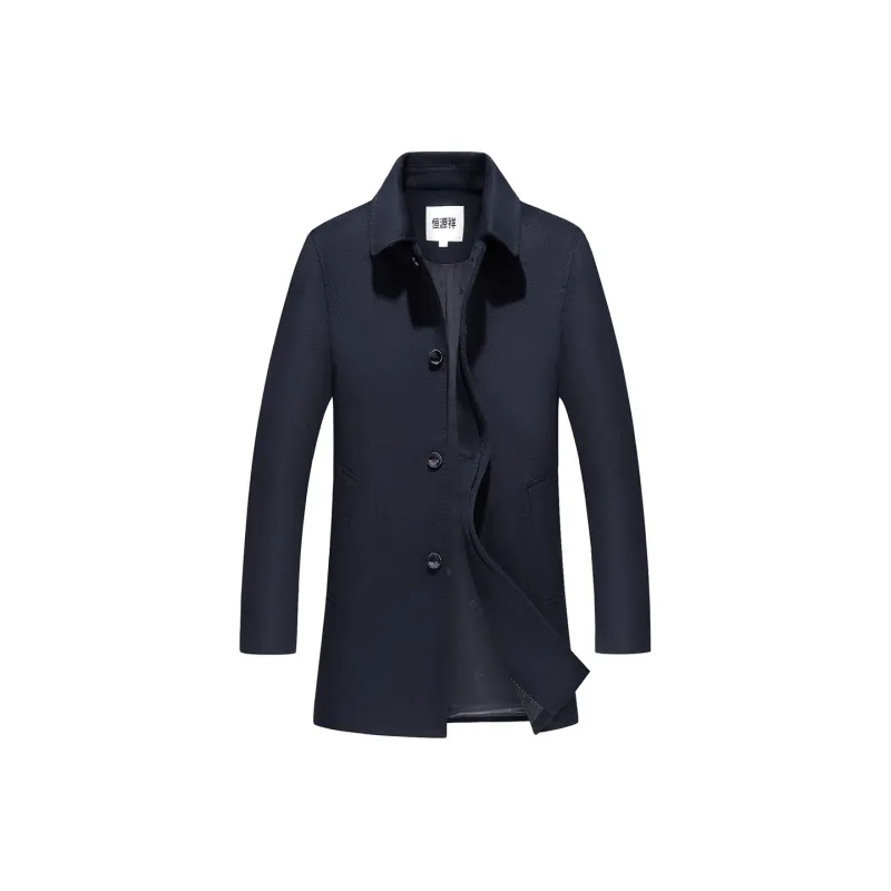 H YXIANG Coats Men Navy Blue-0