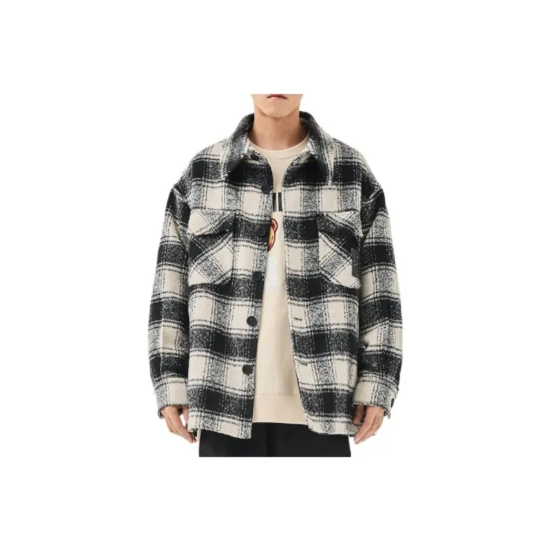 TSMLXLT Jackets & Coats Unisex Black White Plaid-0