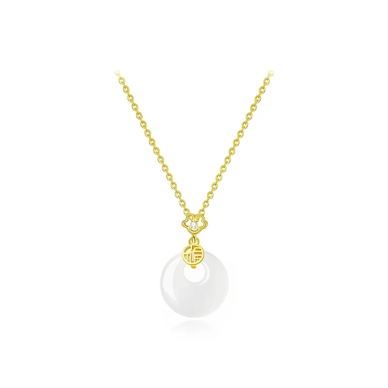 Old Fu Gold Chalcedony Jade Necklaces Unisex-4