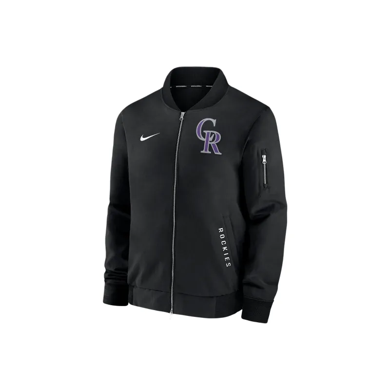 Nike Colorado Rockies Authentic Collection Dugout Men's Nike Mlb Full Zip Bomber Jacket-0
