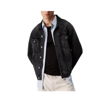 CALVIN KLEIN Denim Jacket Europe Version Men's Denim Black