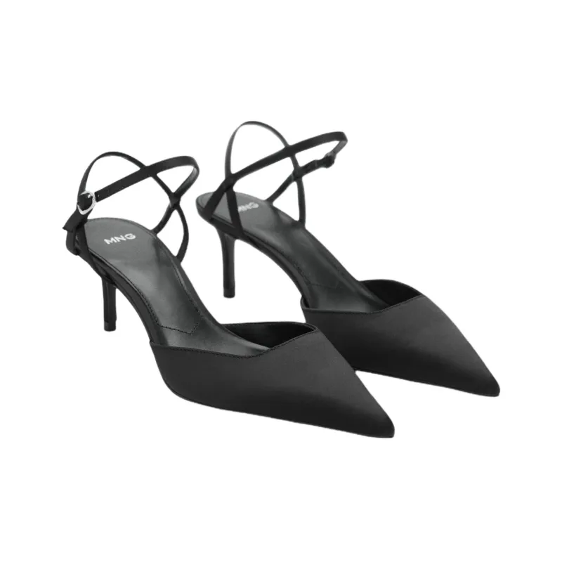 MANGO Slim Heel High Heels 7cm Women's Black-3