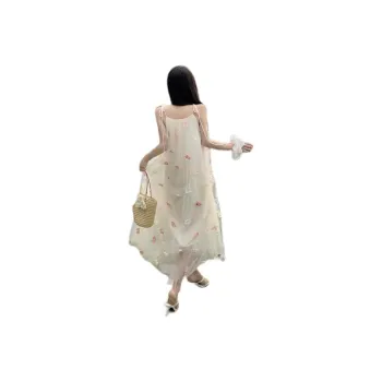 Flowers In Water Slip Dress Women's Apricot