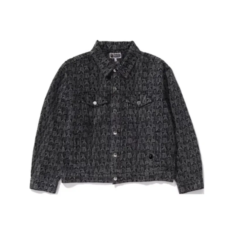 A BATHING APE Lux Sport Pattern Jacquard Denim Trucker Jacket-2