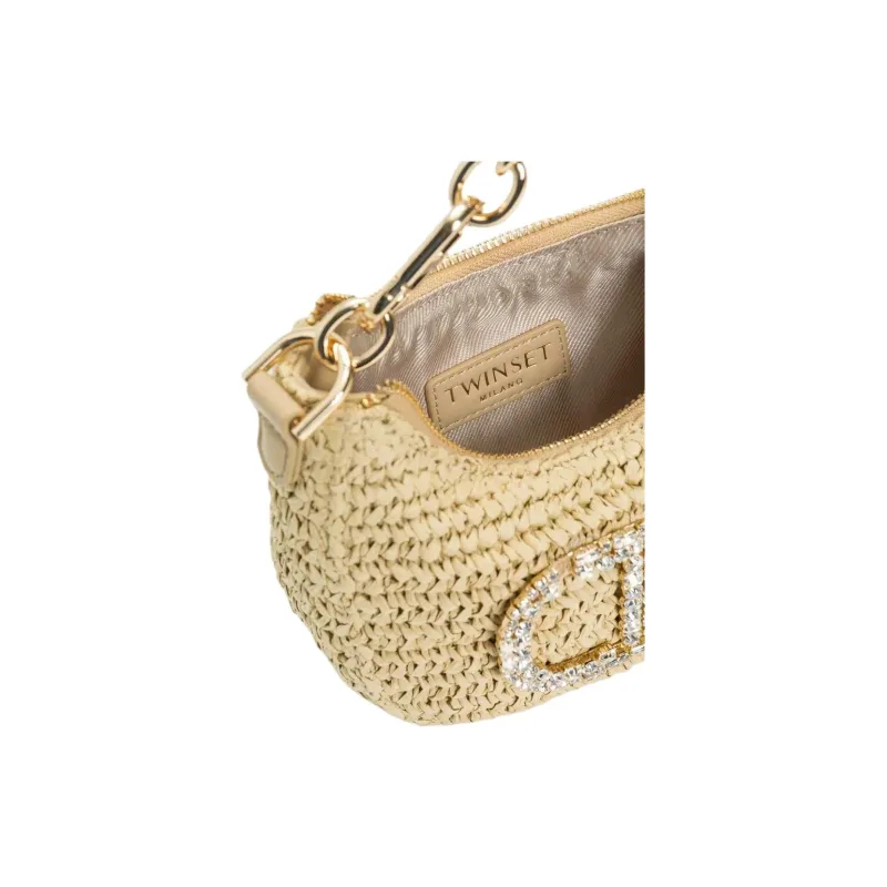 TWINSET MILANO Straw Woven Handbag Women's Beige-2
