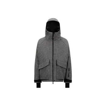 Moncler Houndstooth Hooded Down Jacket
