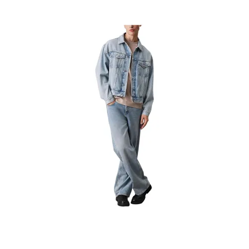 CALVIN KLEIN Denim Jacket Europe Version Men's Light Blue