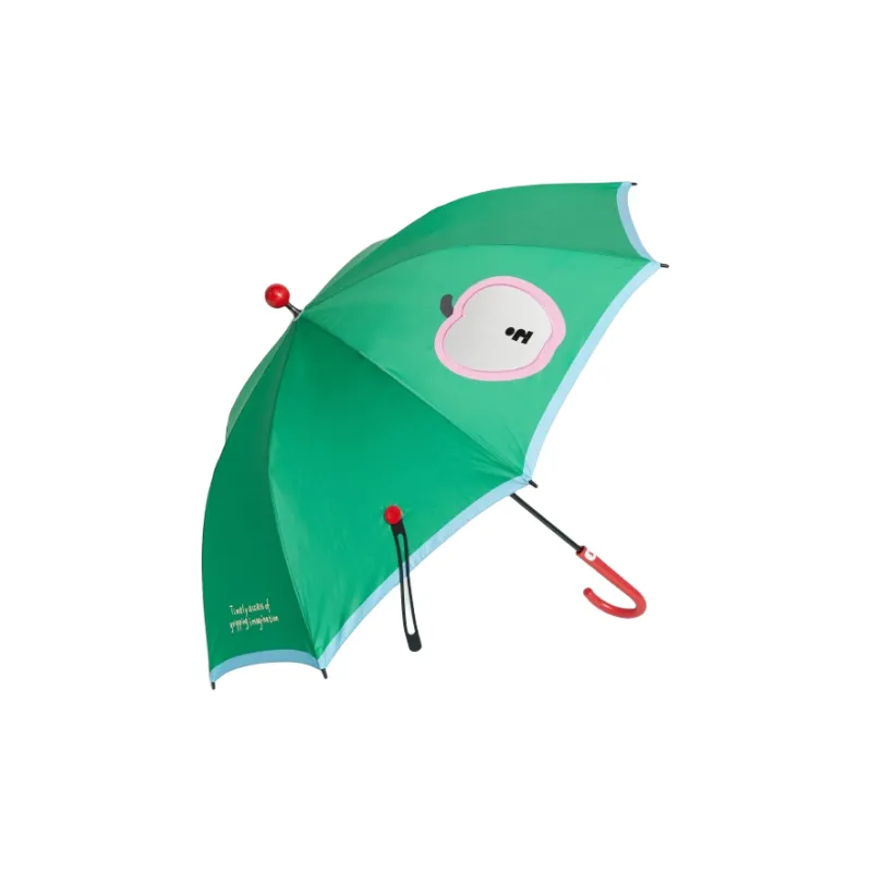 Tagi. Imagining Apple Rain Baby Umbrella Safety Transparent Small Window Patchwork Cute Button Long Handle Umbrella-3