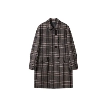 DAVID NAMAN Coats Men's Gray Plaid