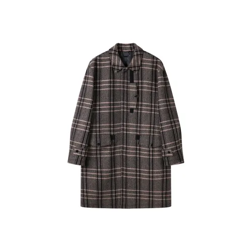 DAVID NAMAN Coats Men's Gray Plaid