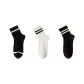 [3 Pack, Anti-Pilling]Black Sole Single Stripe+White Base Double Stripe+Black Sole Double Stripe