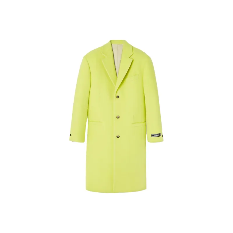 VERSACE Logo patch Wool Blend Single breasted Coat-0