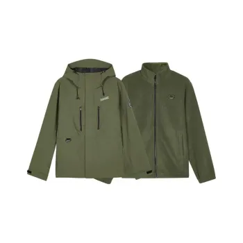 Skechers Hiking Waterproof And Windproof To Keep Warm Windbreaker Jacket Men's Khaki Green