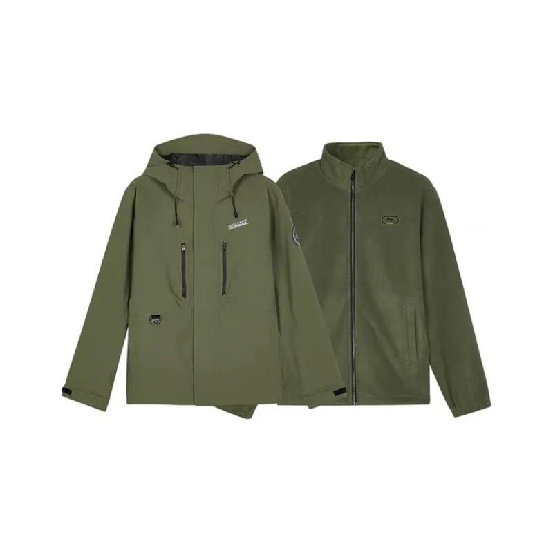 Skechers Hiking Waterproof And Windproof To Keep Warm Windbreaker Jacket Men's Khaki Green-0